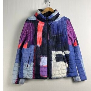 Claire Desjardins Carre Noir Reversible Puffer Jacket Abstract Art XL Colorful
